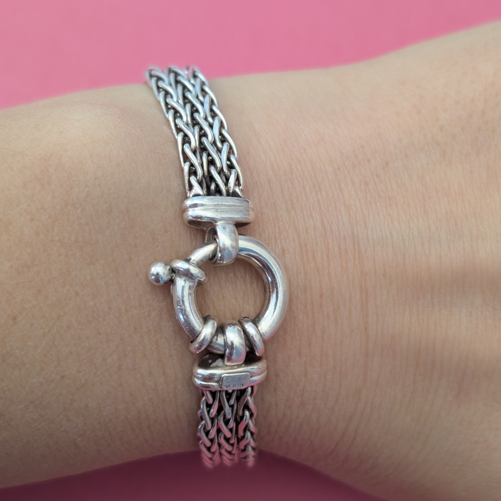 Milor Italian Sterling Silver Three Chain Bracelet 7"